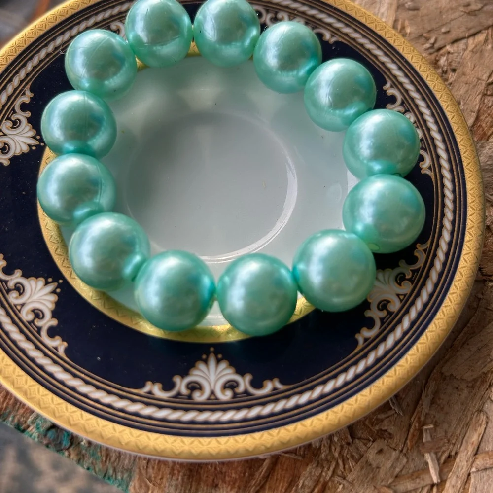 Vintage Aqua Pearl Stretch Bracelet